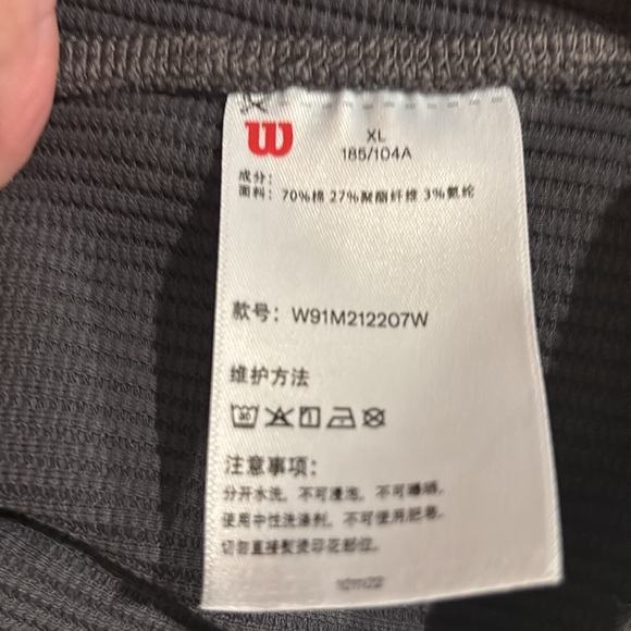 Wilson Men’s Long Sleeve Charcoal Thermal Size XL - Picture 5 of 6